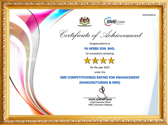 FA Herbs Certificate